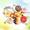 thumbnail image 2 of 10pcs Simulation Nourriture Porte-Clés Gâteau Donut Résine Pendentifs Sac Porte-Clés Porte-Clés (Modèle Mixte), 2 of 6