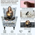 thumbnail image 2 of HonorHut 2 Pack Wing Back Chair Slipcovers Armchair Cover Stretch Wing Chair Slipcover Printed Washable Cover for Chairs Non-Slip Furniture Cover Blue, 2 of 6