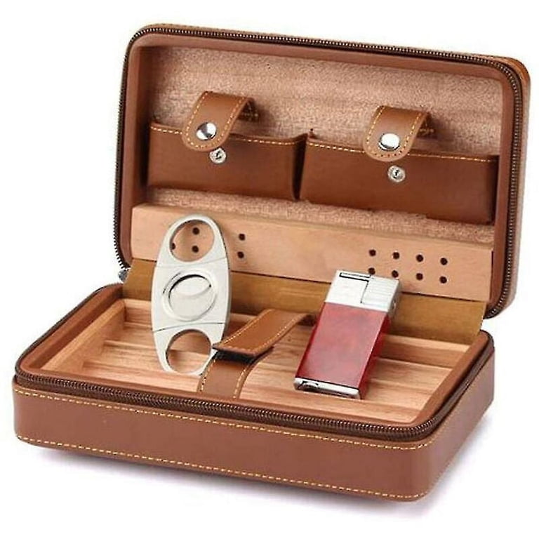 Leather Cigar Case - Personalized Cigar Humidor, Cigars Accessories For Men, Cigar Travel Bag, Cigar Holder Leather Brown, Wedding Gifts