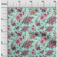 thumbnail image 2 of oneOone Polyester Spandex Aqua Blue Fabric Florals Craft Projects Decor Fabric Printed By The Yard 56 Inch Wide, 2 of 4