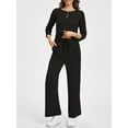 thumbnail image 7 of Cuteduck Women Casual 2 Piece outfit Set Long Sleeve Pajama Set Lounge Set Pullover V-Neck Wide-Leg Pants - Versatile Set For Both At-Home And Outdoor Use, Comfortable, Simple And Versatile S-2XL, 7 of 7
