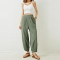 thumbnail image 2 of HNMKIU Wide Leg Pants Women‘S Casual Long Loose Elastic Waistband Harem With Pockets Comfortable Trousers for Women Green,XL, 2 of 4