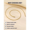 thumbnail image 5 of PROSTEEL Pure S925 Sterling Silver Chain for Women Sensitive Skin Hypoallergenic 3mm/5mm Figaro Necklace Gold Plated Birthday Graduation Gift for Female Mom Wife, 5 of 9