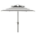 thumbnail image 2 of SAFAVIEH Outdoor Collection Iris Fashion Line 9-Foot Umbrella Grey/White, 2 of 7