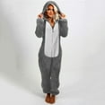 thumbnail image 4 of Charmgo Adult Onesies for Women, Women's Patchwork Fashion Casual Zipper Hooded Plush Jumpsuit Animal Onesie Adult, Christmas Onesies Adult Dark Gray L, 4 of 7
