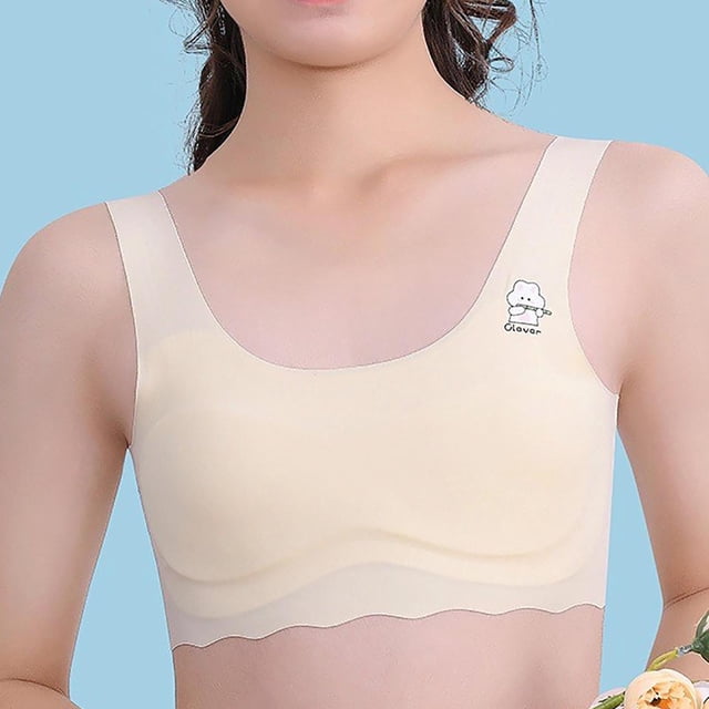 Fiudx Sujetador para Niñas, Ropa Interior de Algodón Suave para Estudiantes, Sujetador Elástico y Cómodo para Niñas Pequeñas, Sujetador de Tela Transpirable para Niños, para Uso Diario, Yoga, Running