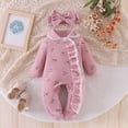 thumbnail image 2 of 3-6 Months Preemie Baby Girl Fall Winter Outfits Clothes Knit Jumpsuit Ruffle Romper Outfit For Baby Girl | Baby Girl Outfits Fall Winter Clothes Newborn Cotton Button Climbing Suit, 2 of 9