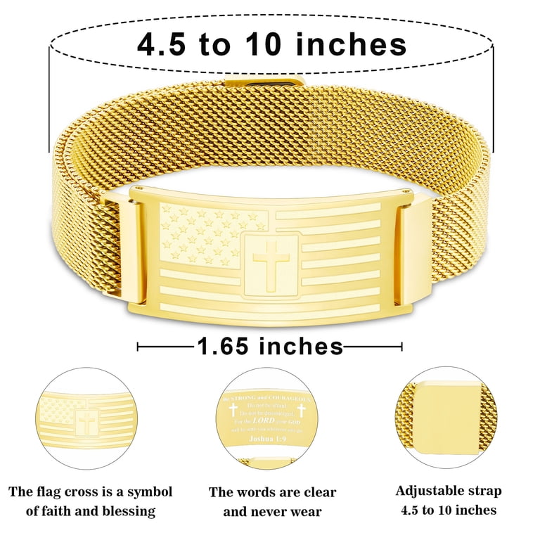 APSVO Gold American Flag Cross Bracelets for Men Boys Catholic ...