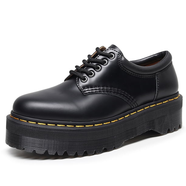 Zapatos de suela gruesa para mujer, mocasines con plataforma Oxfords, hebilla y Correa, punta redonda