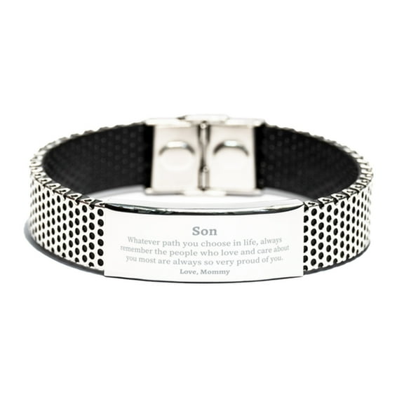Son Stainless Steel Bracelet, Always so very proud of you, Inspirational Son Birthday Supporting Gifts From Mommy