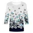 thumbnail image 4 of HKEJIAOI Hauts d'Été à Manches 3/4 pour Femmes à Imprimé Floral Slim, 4 of 5