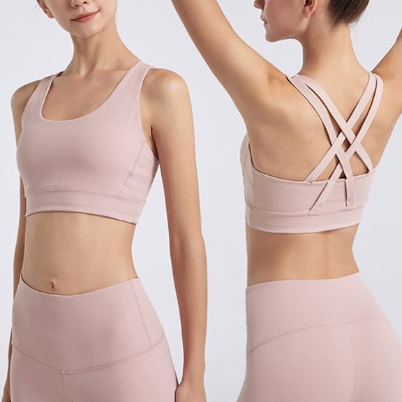 Blczomt Sport Bras for Women Criss Cross Back High Impact Yoga No Underwire Strappy Bras for Women