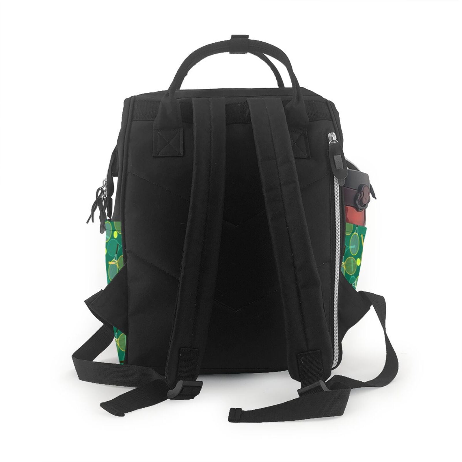 Fuzoiu Tennis Rackets and Balls Print Diaper Bag Backpack,Baby Essentials Travel Tote,Multi function Waterproof Diaper Bag, Travel Essentials Baby Bag - Unisex