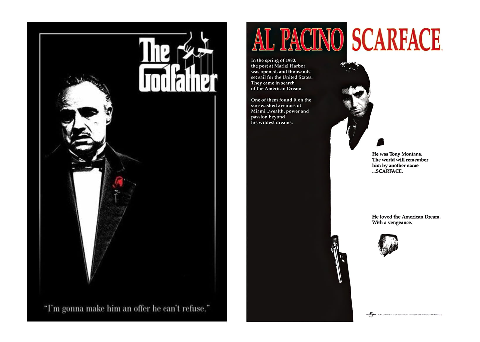 The Godfather & Scarface Movie Poster Set (Regular Styles) (Size 24