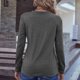 thumbnail image 4 of Camisa de manga larga, cuello en V con botones y cuello en V con botones en la parte superior de color puro Túnica informal holgada con cuello en V multifuncional, 4 of 6