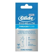 Glide Threader Floss, 30-Count Boxes of Single-Use Packets (Pack of 6)