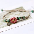 thumbnail image 4 of Hyasfey Women Bracelet Handmade Braided Woven Ceramic Beads Hollow Leaf Ethnic Style Gift Adjustable Flower Charm Students Bracelet Rope Fashion Jewelry, 4 of 8