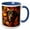 Blue/White, variant on 3drose, Rottweiler Dog with Floral Background, 11oz Magic Transforming Mug
