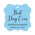 thumbnail image 1 of Darling Souvenir Personalized Fancy Frame Wedding Gift Tags 'Best Day Ever' Custom Name & Date Favor Hang Tags-Baby Blue-100 Tags, 1 of 1