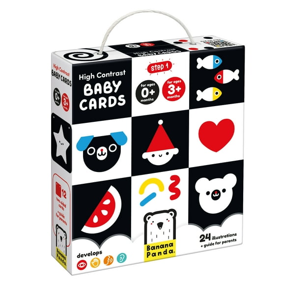 Banana Panda High Contrast Baby Cards 0m 3m ; flashcards for newborns