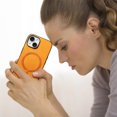 thumbnail image 4 of Magnetic for iPhone 15 Plus PU Leather Case, [Compatible with Mag-Safe] Slim Shockproof Protective Phone Cove Support Car Mount Holder for iPhone 15 Plus, Yellow, 4 of 11