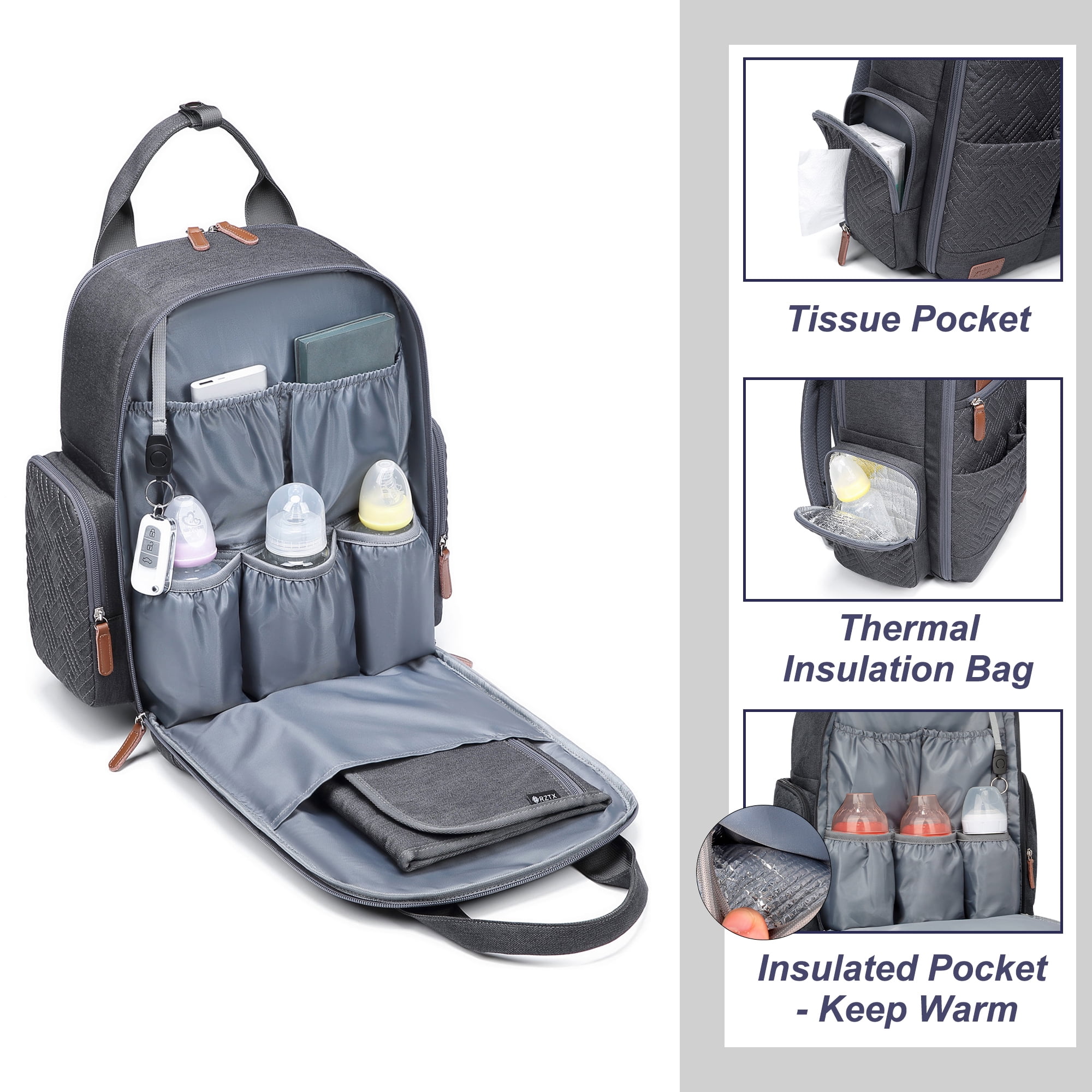 AGUDAN Baby Diaper Backpack Waterproof Maternity Bag Dry&Wet Separation Nappy Bag 12x7x16IN