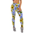 thumbnail image 3 of QAFOPEH Women Sunflower Print Workout Yoga Tummy Control High Waist Legging, 3 of 5