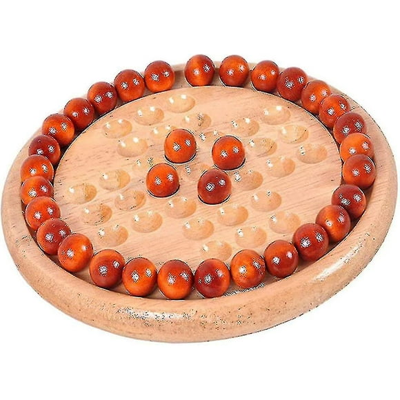 Board Game, Wooden Ball Challenge Board Game Marble Solitaire Chese For Fun Brain Teaser Leisure Christmas Party Gamebrown Red1set