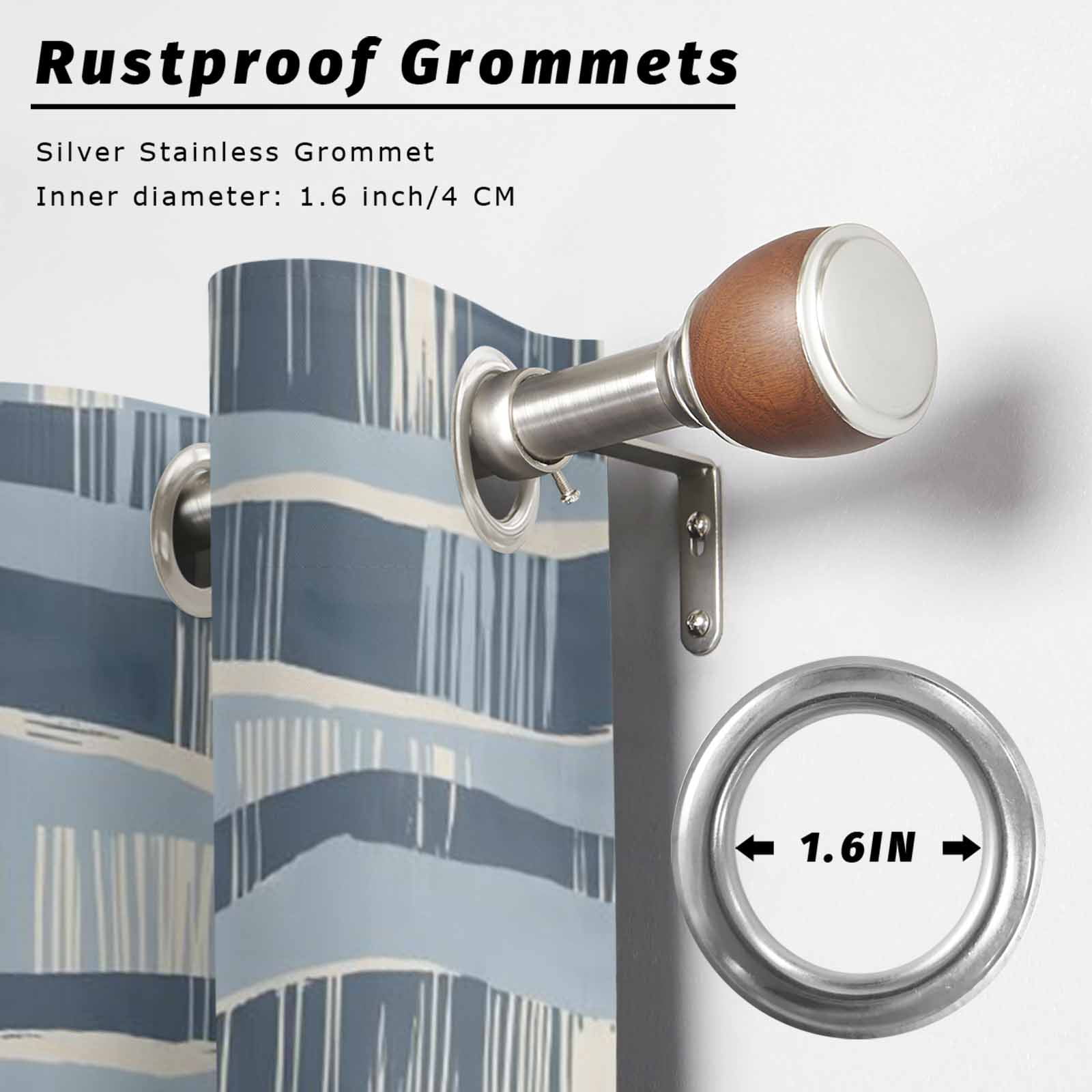 Blue Waves Outdoor Curtains for Patio, Coastal Abstract Indigo Curvy Lines Sunshade Privacy Drapes Grommet Waterproof Outside Curtains for Porch/Cabana/Balcony 54"x 108", 1 Panel