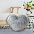 thumbnail image 5 of HomeDM Faux Fur Fluffy Heart Pillow, Shaggy Plush Soft Throw Pillow Decorative Cushion for Couch Bed Sofa Valentine's Day Decor, 15.7"x11.8",Heart Shaped, Dark Gray, 5 of 6