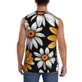 thumbnail image 4 of Balery Yellow White Daisy Pattern Camisetas sin mangas para hombre, absorbe la humedad y protege contra el mal olor.-Small, 4 of 7