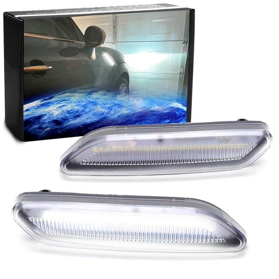 Clear Lens Xenon White Full LED Fender Side Marker Blinker Lights For 2011-2016 Mini Cooper R60 Countryman R61 Paceman. Replace OEM Clear/Amber Sidemarker Lamps