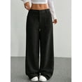 thumbnail image 2 of Women Solid Corduroy Wide Leg Pants Button Front Zipper Straight Pants with Pockets, 2 of 8
