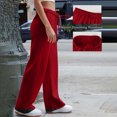 thumbnail image 4 of Women's Wide Leg Sweatpants Drawstring Elastic Waist Loose Fit Solid Color Casual Straight Leg Lounge Pants with Pockets, 4 of 5