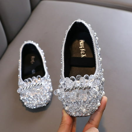 

AINYFU Autumn Girls Rhinestone Princess Shoes Children‘s Color Sequins Leather Shoes Fashion Kids Pearl Party Wedding Shoes H964