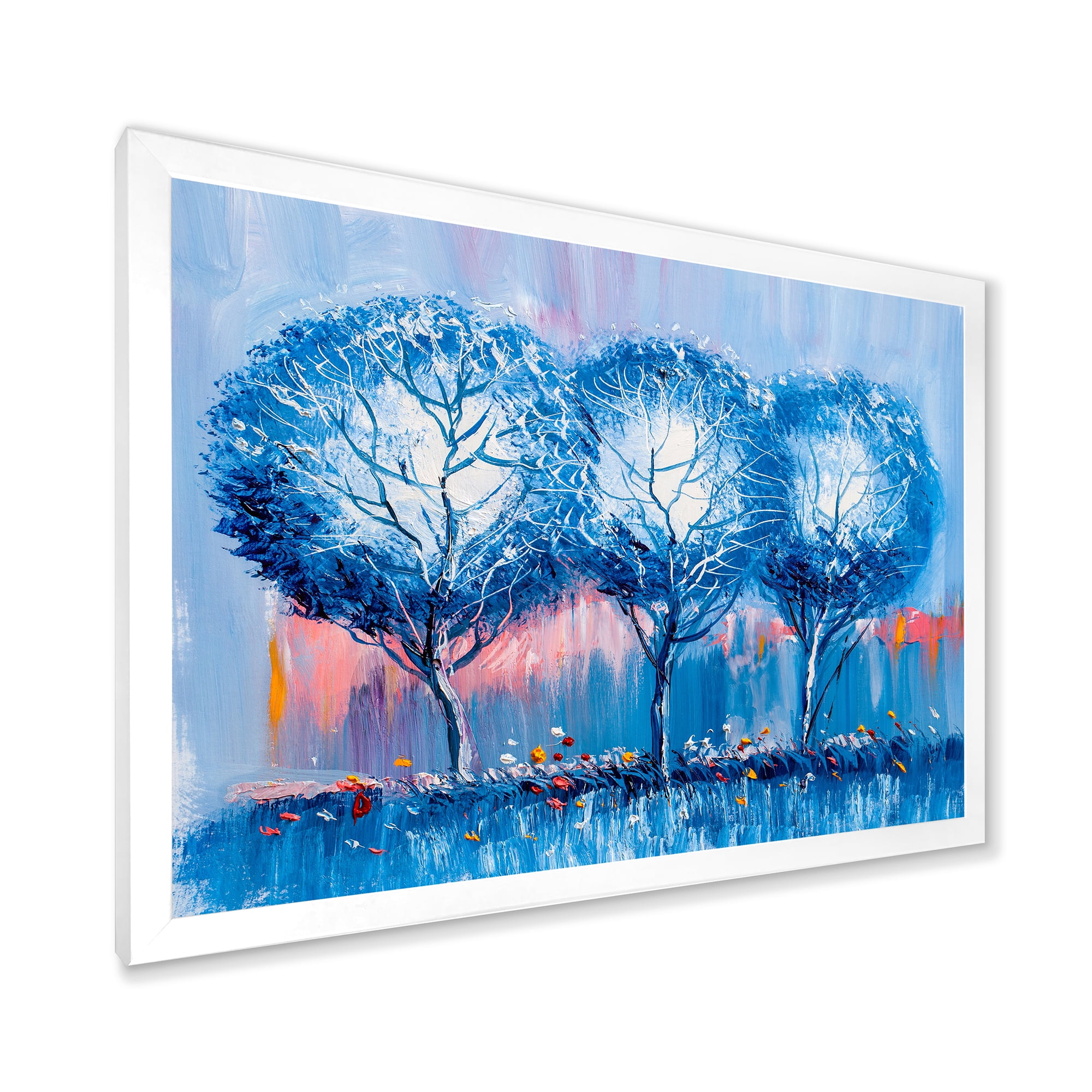 Designart 'Colourful Landscape Trees Impressionist III' Modern Framed Art Print