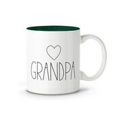 Christmas Gifts for Grandpa - Coffee Mug for Grandparent - Novelty Fathers Day Xmas Birthday Present Ceramic Tea Cup 11oz - Green Interior