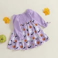 thumbnail image 5 of mgoYE Toddler Baby Girls Halloween Tulle Dress Long Sleeve Pumpkin Princess Tutu Dresses Fall Clothes(Purple,4-5 Years), 5 of 7