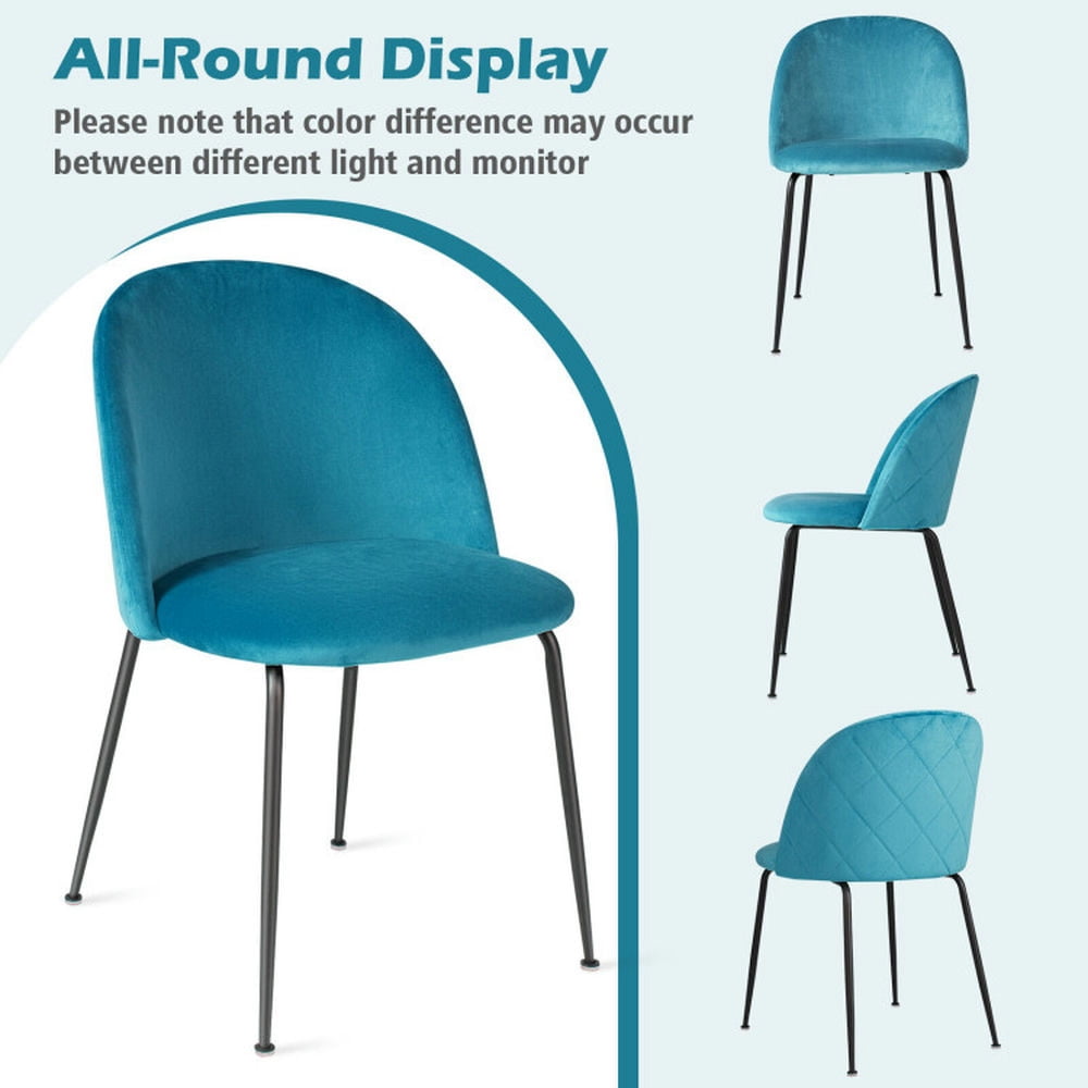 Demi Bonn Set of 2 Upholstered Velvet Dining Chair with Metal Base for Living Room, Teal