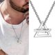 thumbnail image 3 of Overlapped Triangle Pendant Necklace Stainless Steel Geometric Cube Clavicle---Model code 29971, 3 of 5