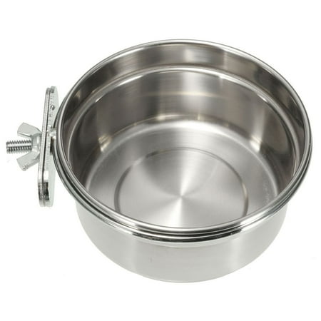 - Yosoo Stainless Steel Food Water Dog Bowl,Large size(14*6cm) for Crates Cages Coop Dog Cat Parrot Rabbit Bird Pet