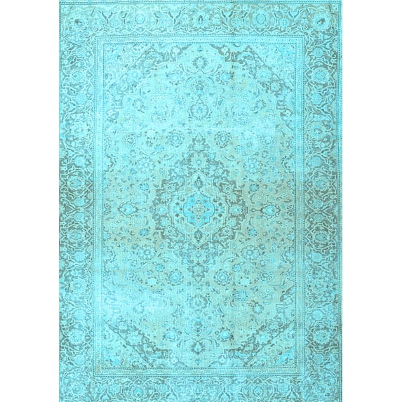 Ahgly Company Indoor Rectangle Persian Light Blue Traditional Area Rugs, 7' x 9'