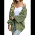 thumbnail image 2 of Chaqueta de Punto Extragrande de Larga con Abertura Frontal y Bolsillos para Mujer, Estilo 2025 Verde M, 2 of 8