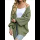 thumbnail image 2 of Chaqueta de Punto Extragrande de Larga con Abertura Frontal y Bolsillos para Mujer, Estilo 2025 Verde M, 2 of 8
