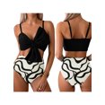 thumbnail image 2 of Suagox Women's Two Piece Bikini Bathing Suits Sleeveless Ruched Knot Cami Tops High Waist Thong Swimsuits, 2 of 9