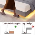 thumbnail image 4 of Full Size Floating Bed Frame with RGB LED Lights and Charging Station, Upholstered Platform Bed with Storage Headboard and Button Tufted Design, No Box Spring Needed, Grey, 4 of 8