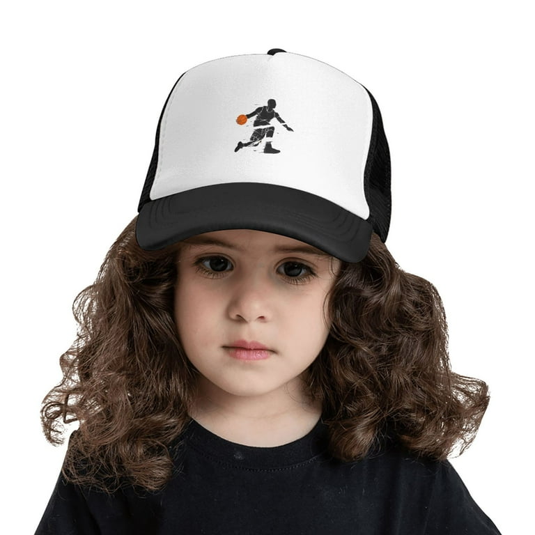 PAYOHTO Kids Basketball Dribble Dark Flame Silhouette Baseball Hat Back Adjustable Mesh Breathable Hats Black Trucker Cap Outdoor Fishing Sun Caps for