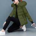 thumbnail image 5 of Zedker Stylish Detachable Faux Plushed Winter Clothing for Women Casual Hooded Long Sleeve Zipper Pockets Long Puffer Jackets,Army Green,XL, 5 of 7