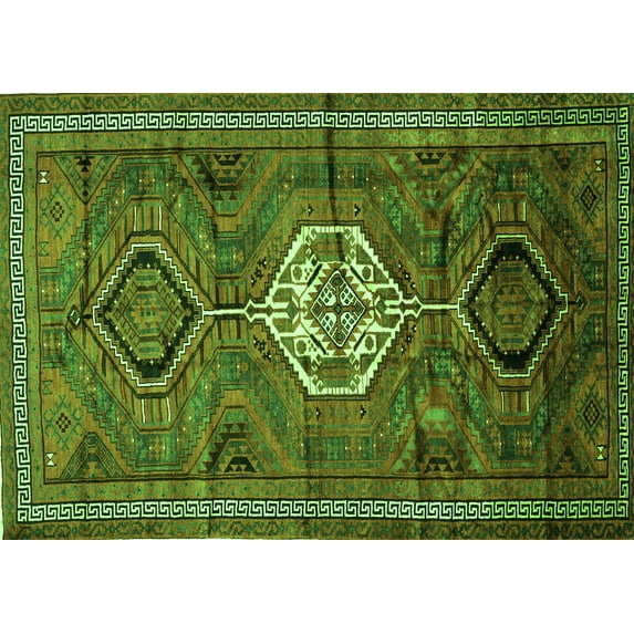 Ahgly Company Indoor Rectangle Persian Green Traditional Area Rugs, 7' x 10'