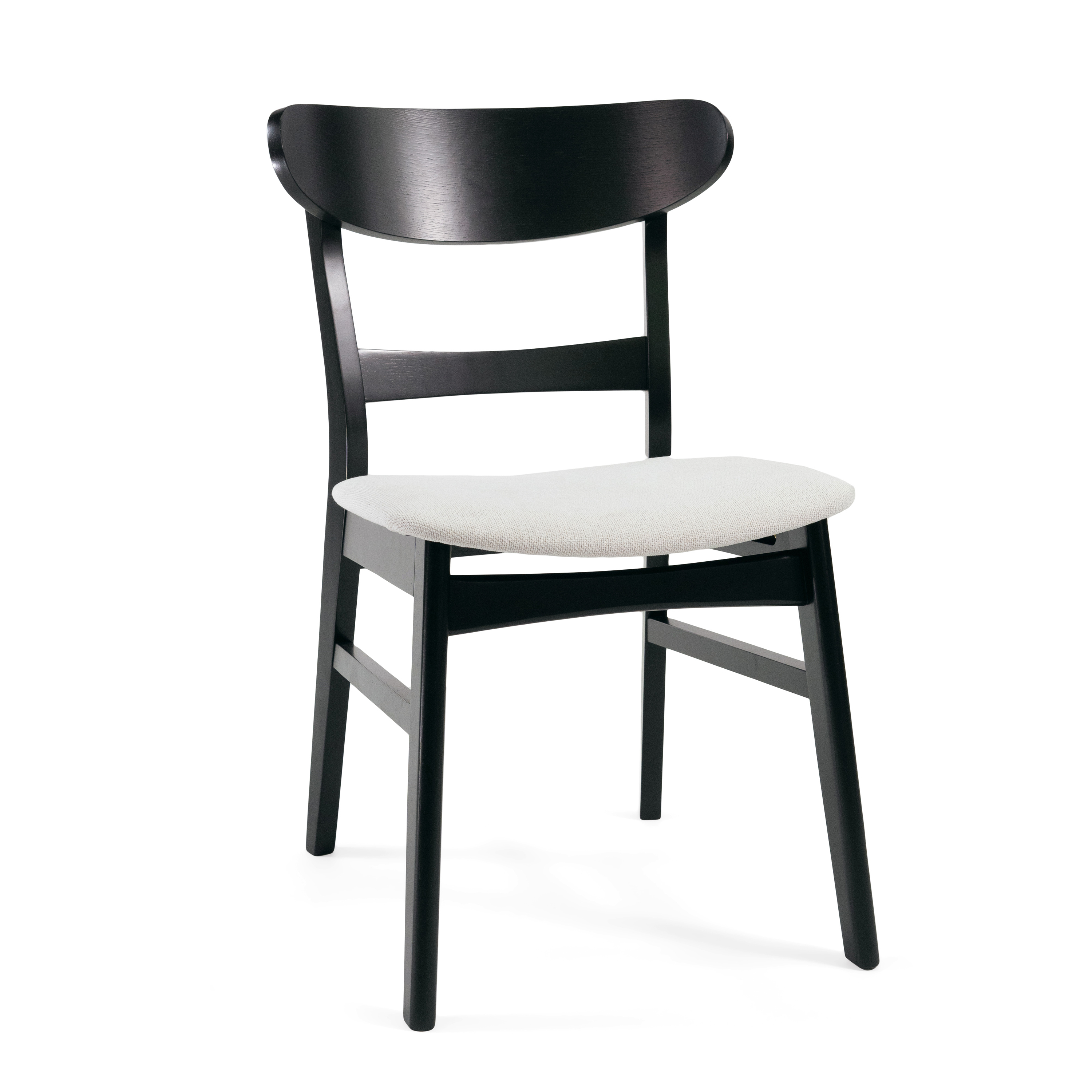 Euroco Wooden Dining Chairs Set of 2, Mid Century Modern Upholstered Kitchen Side Chairs with Curved Backrest,Dining Room Chair for Home,Light Beige